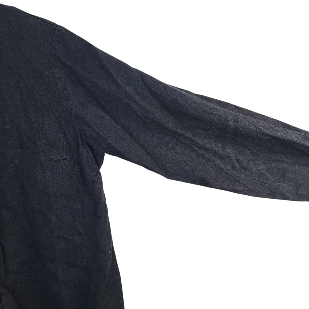 Flax Black 100% Linen Top Button Front Women's Size Medium - Picture 8 of 12